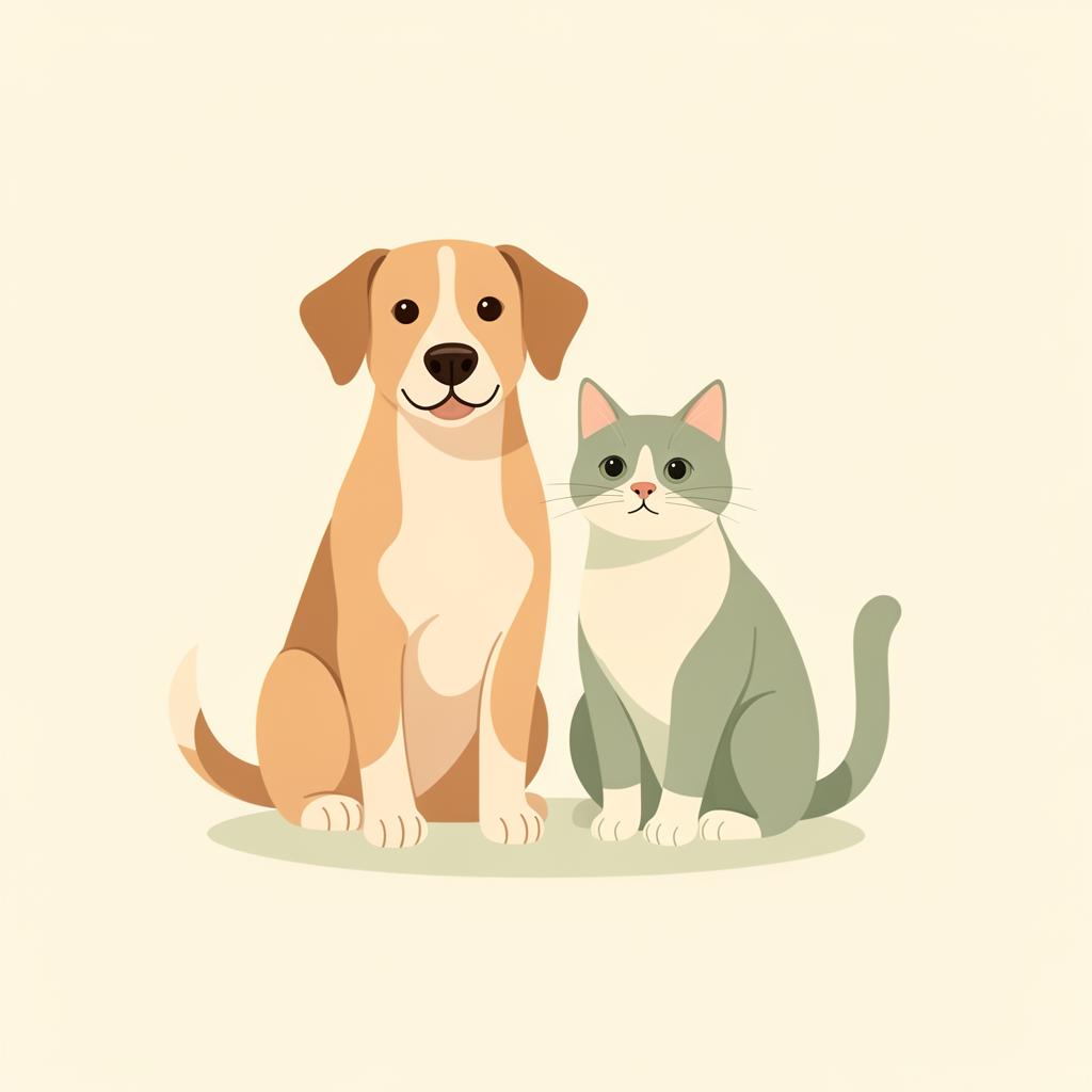 Cão e gato representando adoção responsável